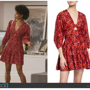 DEREK LAM 10 CROSBY Talia Drop Waist Floral Mini Dress Floral size 4